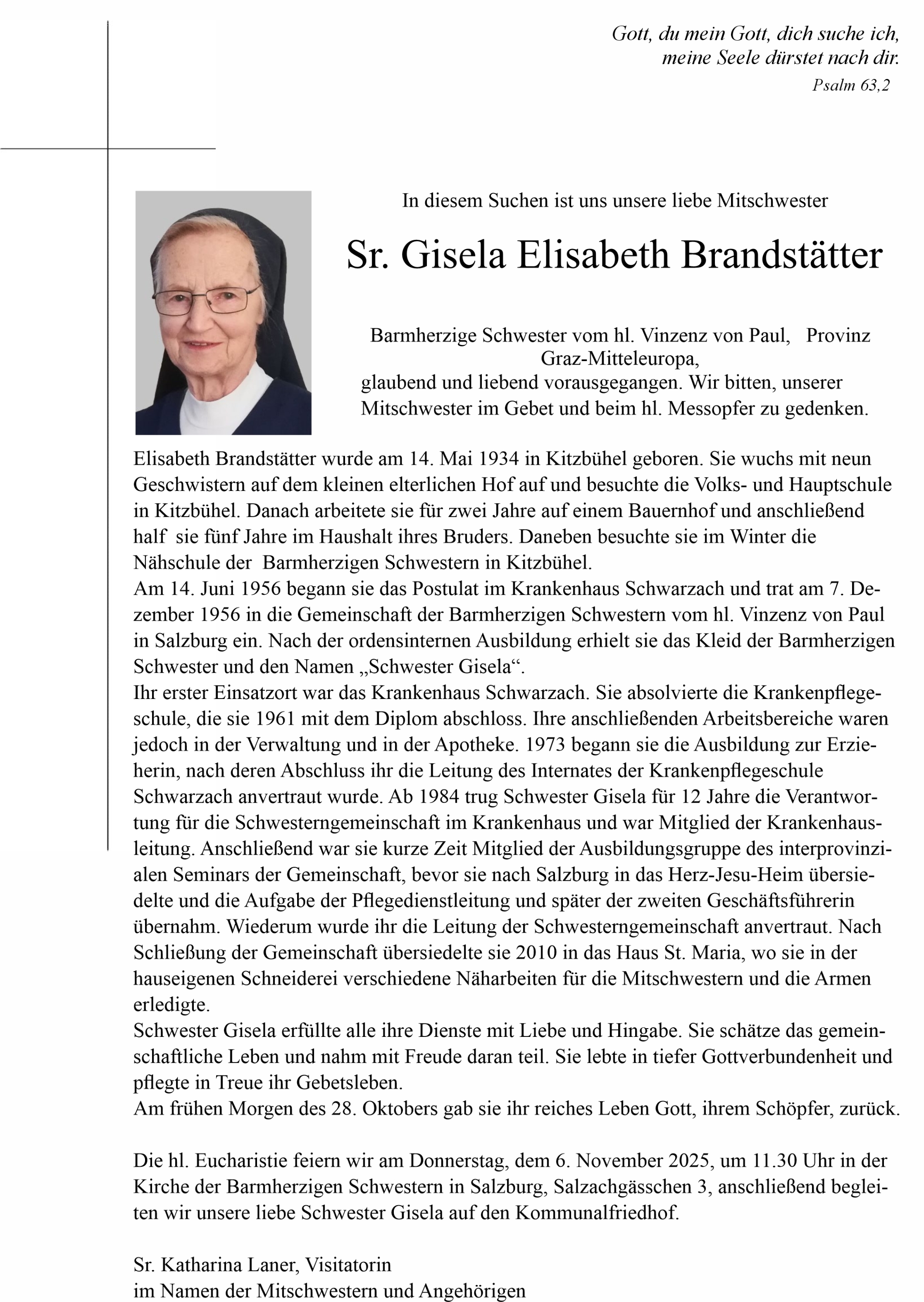 Sr. Gisela Elisabeth Brandstätter